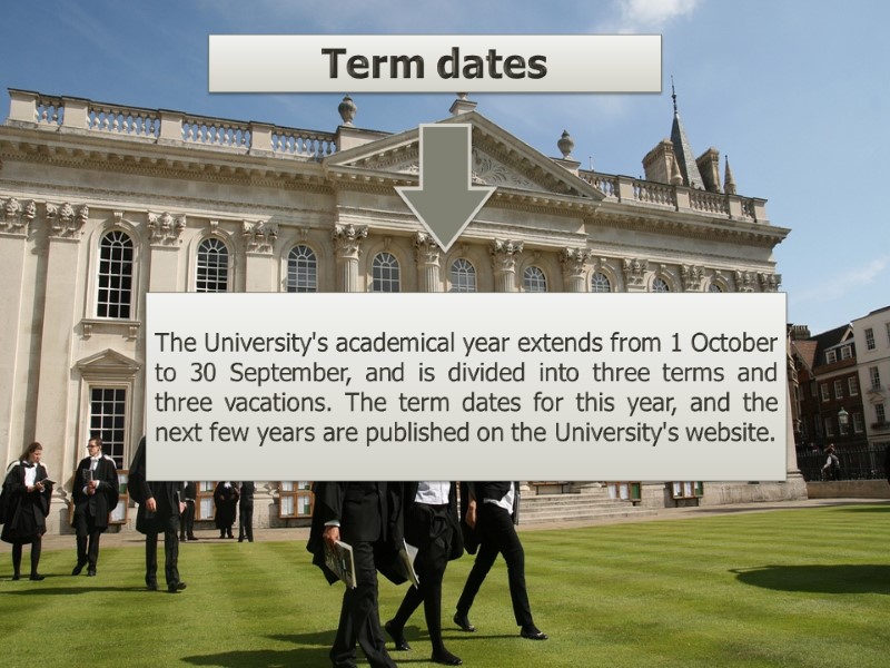 Term dates The University's academical year extends from 1 October to 30 September, and